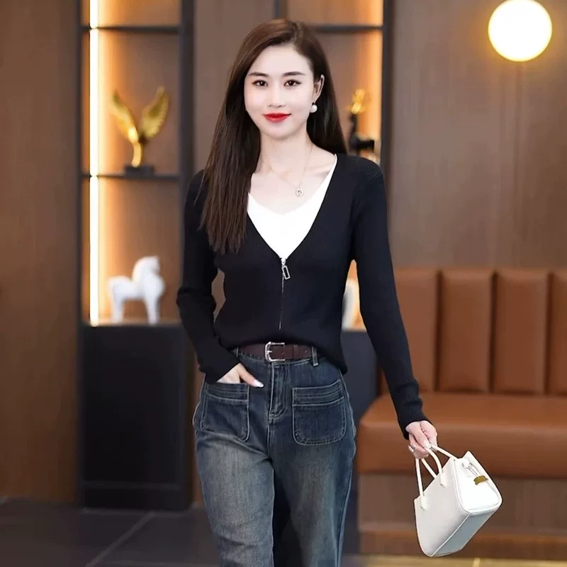 复古窄版阔腿牛仔裤女春秋款2025年新款高腰宽松直筒女裤春季裤子