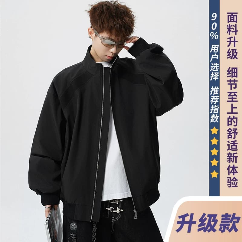 高级感痞帅立领夹克男士休闲宽松潮牌上衣今年爆款春秋季飞行外套