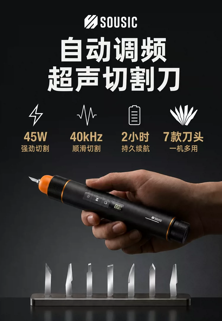 无线超声波切割刀45W功率便携3d打印模型水口塑料皮革DIY电动工具 1