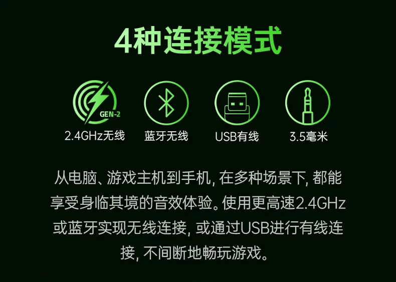 Razer雷蛇旋风黑鲨V3专业版Pro蓝牙无线电脑头戴式电竞游戏耳机 6