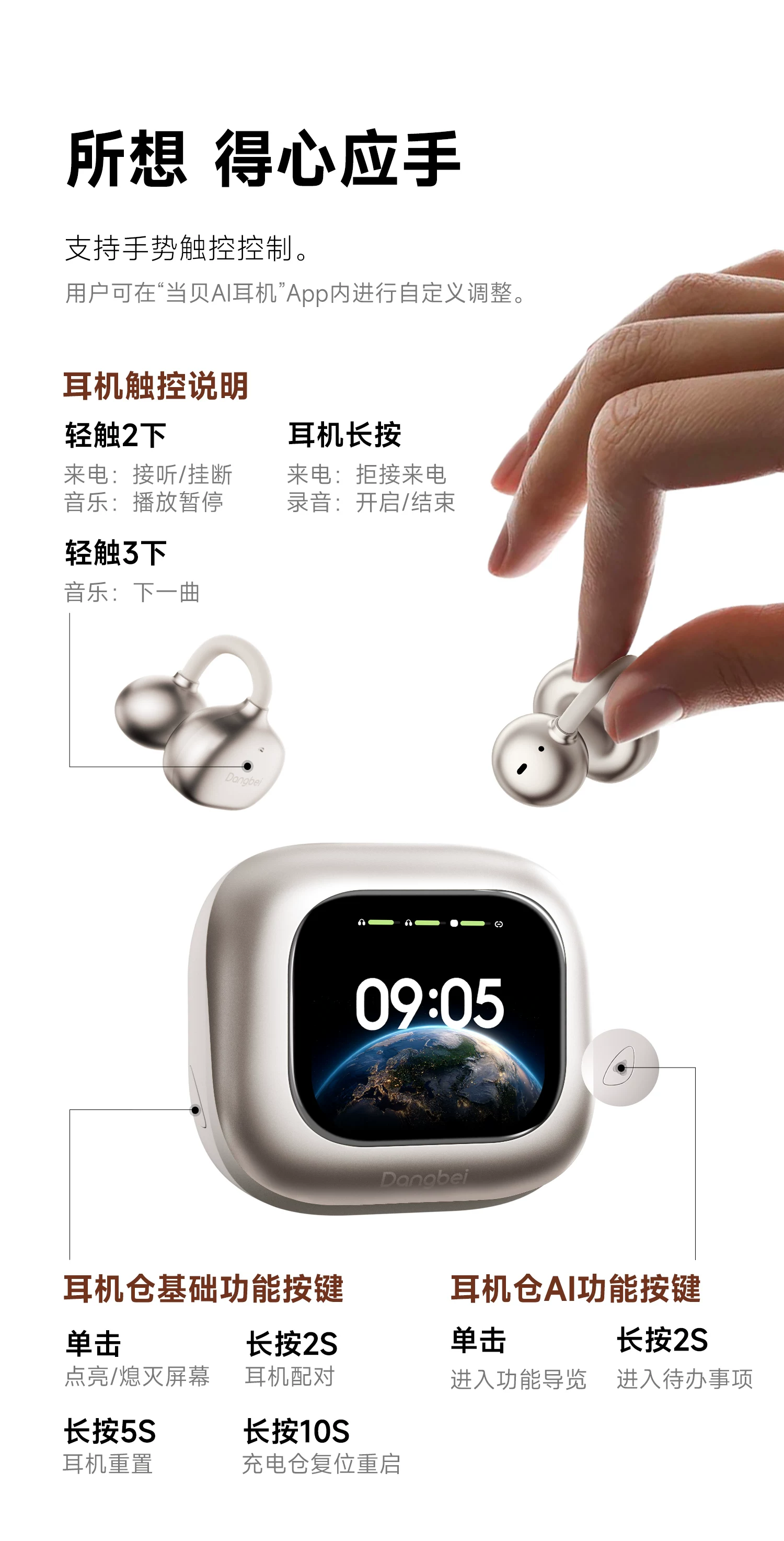 【新品升级】当贝Dangbei Air 1S开放式耳夹无线蓝牙耳机 50