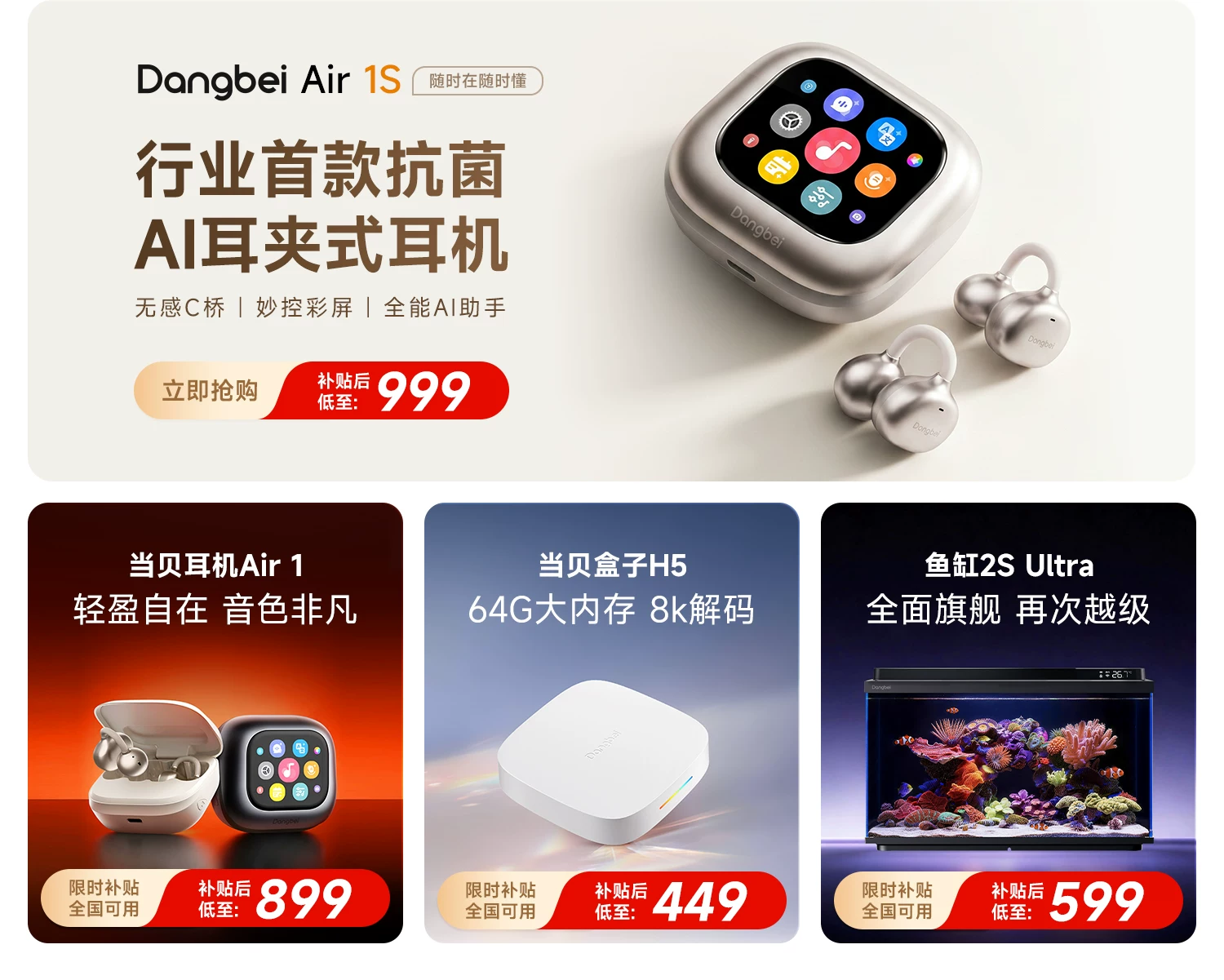 【新品升级】当贝Dangbei Air 1S开放式耳夹无线蓝牙耳机 2