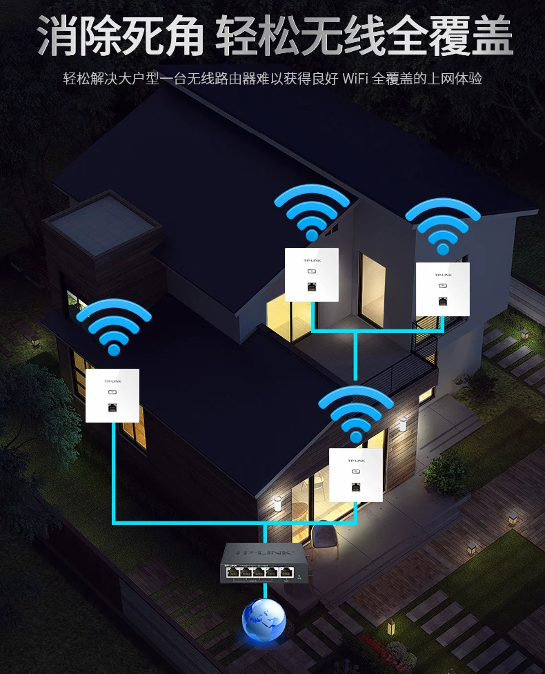 TP-LINK 无线ap面板86型千兆全屋wifi覆盖tplink网络入墙式ac路由器 tplink普联5G墙壁双频WIFI6组网络套装 16