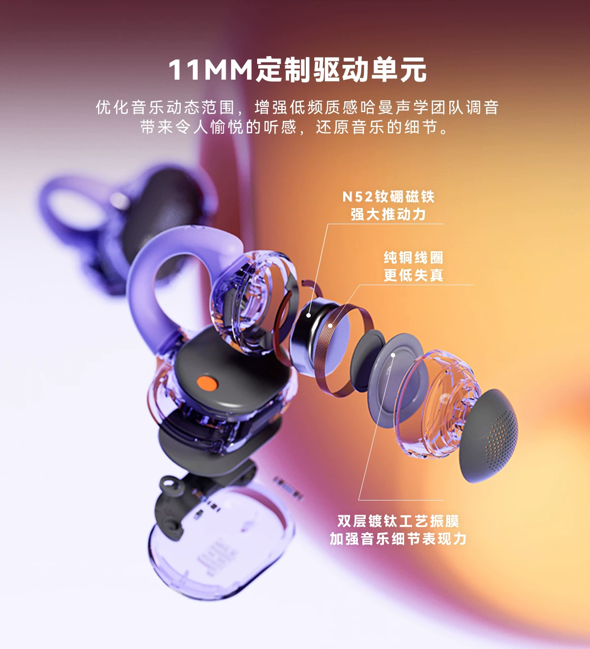 王楚钦同款 | JBL Clips琉璃扣耳夹蓝牙耳机无线透明开放式不入耳 9