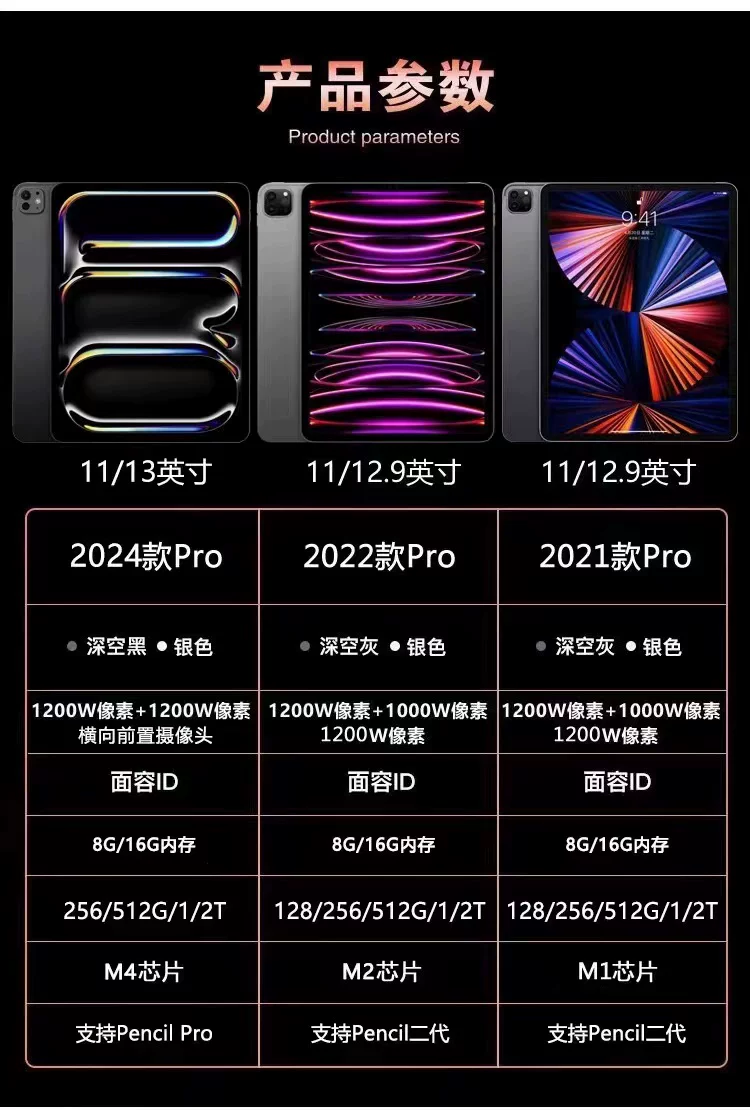 Apple/苹果 11 /13英寸 iPad Pro M4芯片 2024款 平板电脑 10