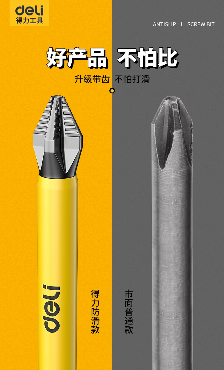 得力防滑十字强磁防滑批头高硬度手电钻钨钢电动螺丝刀工具套装 5