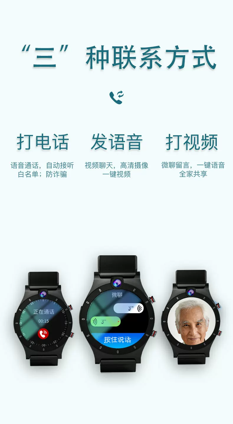 易安心新店 5G老人安全手表 摔倒自动求救 一键主动求救 GPS定位全网通 电话视频 体温心率血氧检测 白泽系列 12