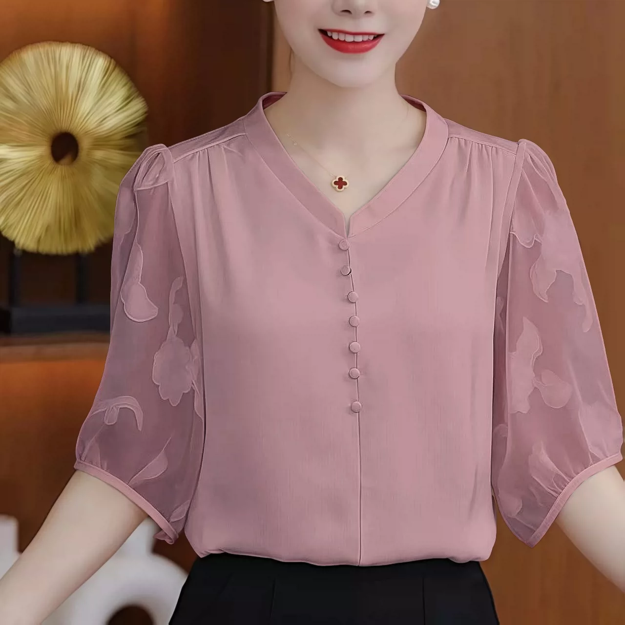 H 高级感夏季新款气质减龄洋气上衣轻奢风设计感百搭修身显瘦上衣 12