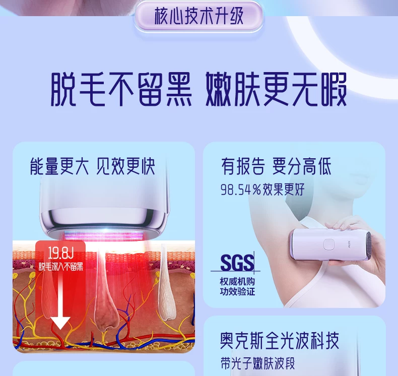19.8J大能量】奥克斯冰点蓝宝石脱毛仪家用全身学生党私处唇腋毛 5