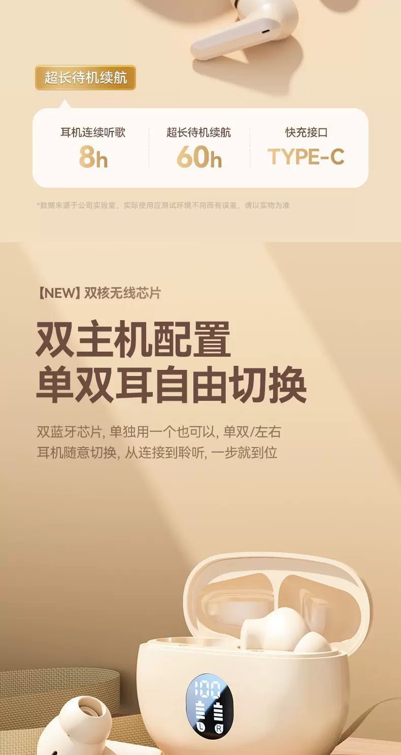 2025新半入耳式蓝牙耳机无线动降噪蓝牙耳机超长续航数显蓝牙耳机 10