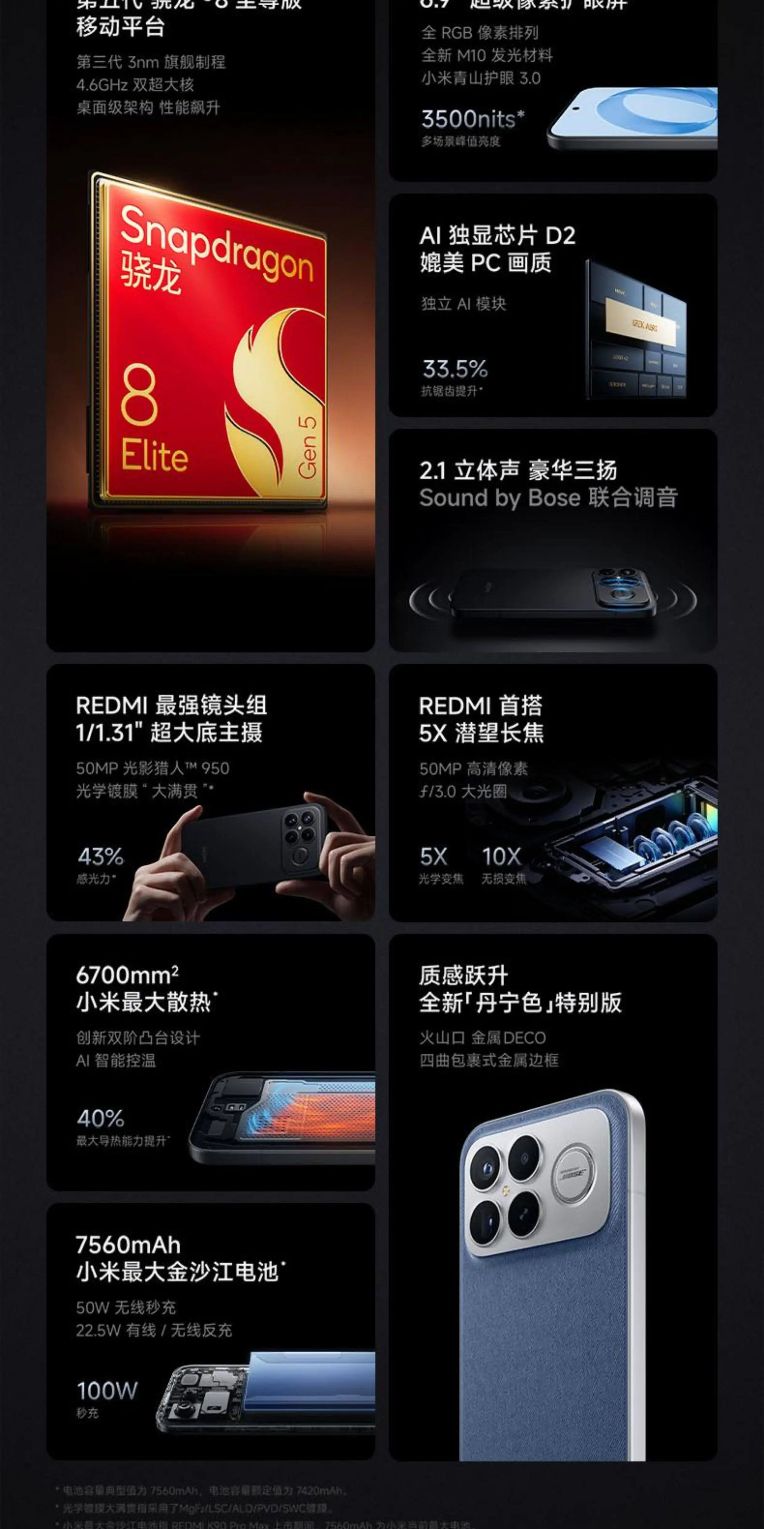 【6期免息/咨询优惠】小米红米K90 Pro Max手机小米官方旗舰店音乐游戏拍照学生官网红米k90promax 1t冠军版 7
