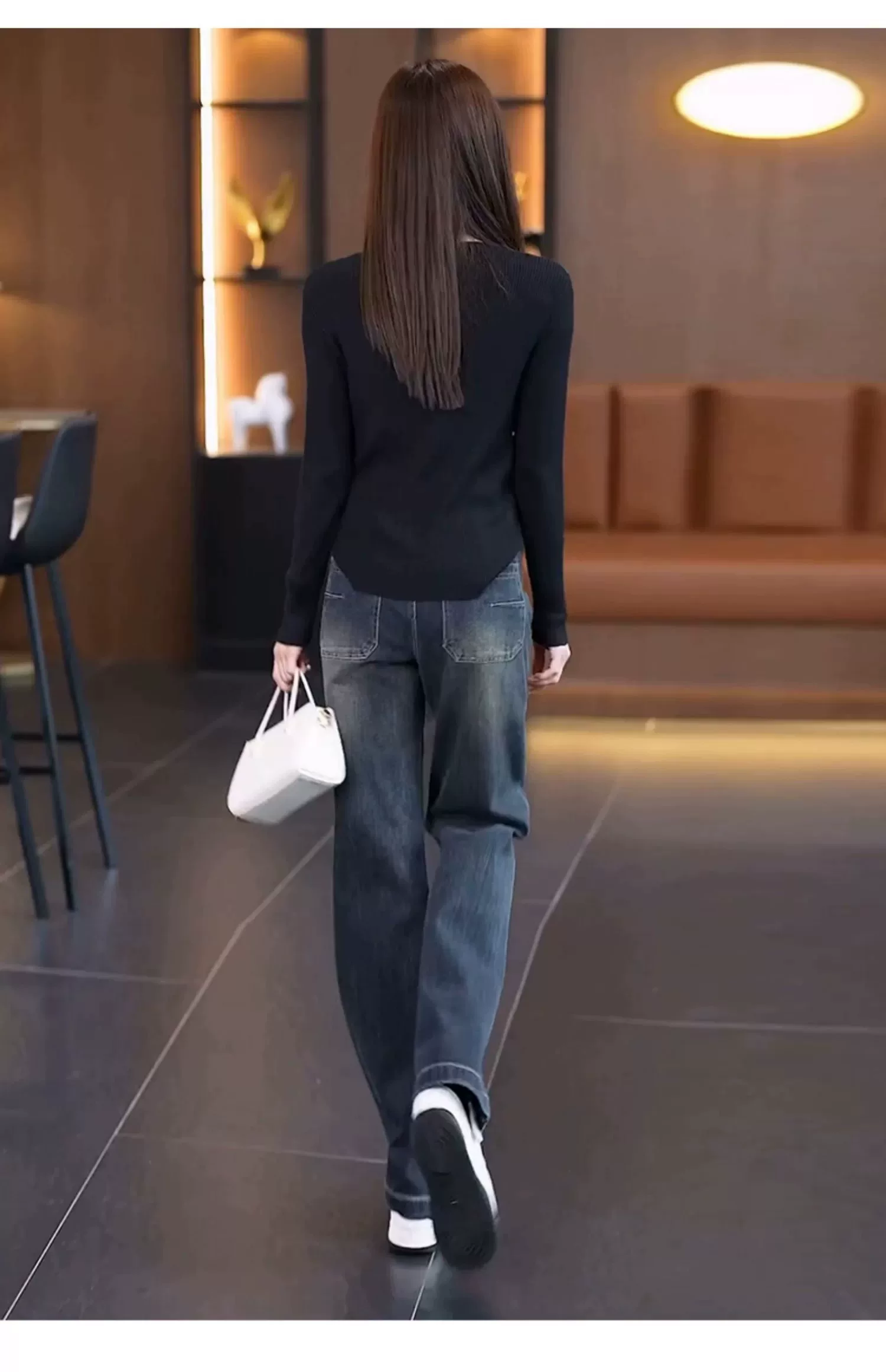 复古窄版阔腿牛仔裤女春秋款2025年新款高腰宽松直筒女裤春季裤子 16