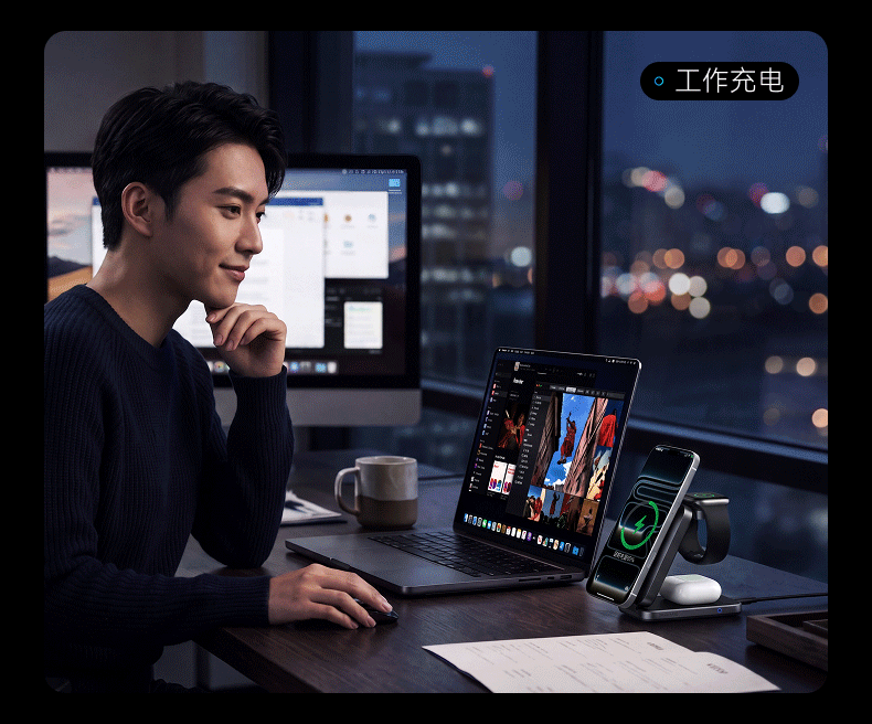 【旗舰新品】Anker Prime安克25W无线充三折叠风冷磁吸充电器快充苹果17 Apple Watch充电器三合一无线充底座 17