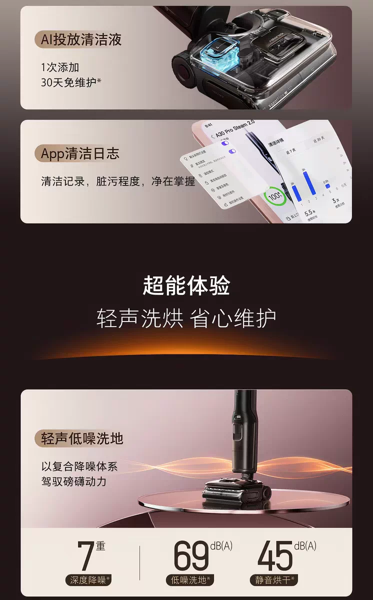 新品石头智能蒸汽热水洗地机A30 Pro Steam 2.0躺平0缠毛A30 2.0 5