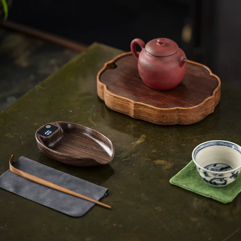 精准黑胡桃实木电子茶则茶叶称克数专用电子秤茶道普洱茶荷量茶器 23