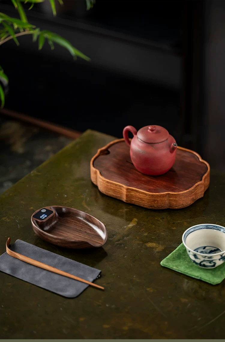 精准黑胡桃实木电子茶则茶叶称克数专用电子秤茶道普洱茶荷量茶器 10