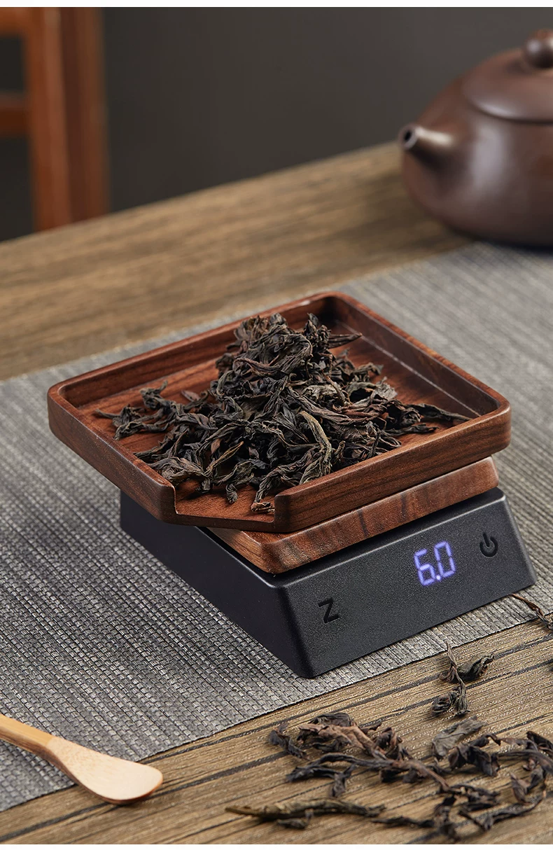 胡桃实木小型茶叶秤克电子秤普洱茶称专用量茶器精准迷你茶则充电 12