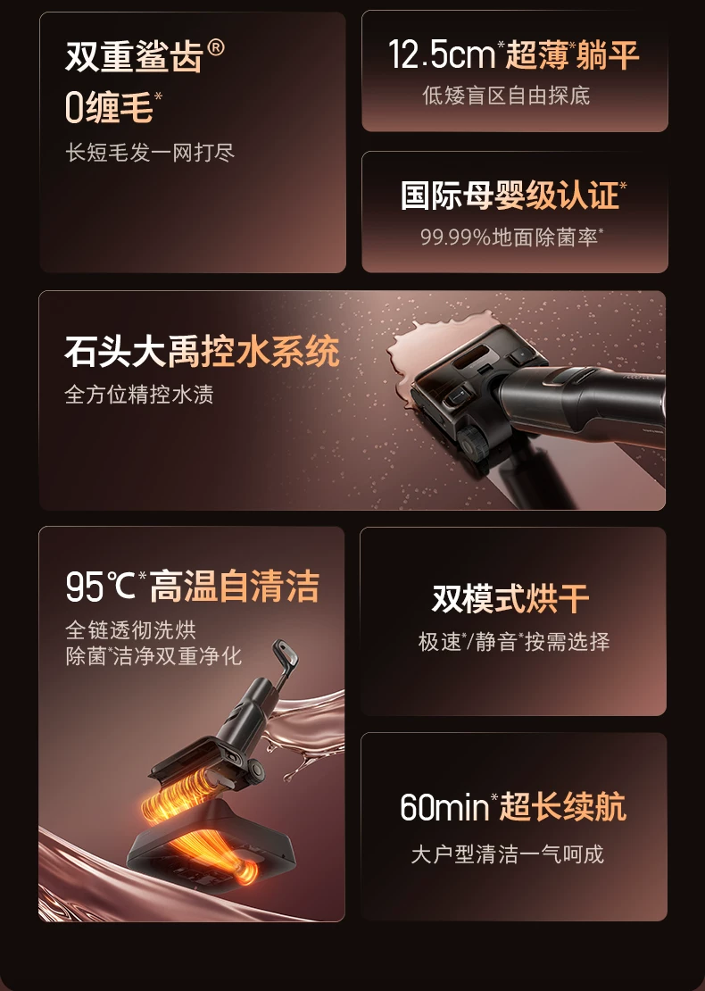 石头智能洗地机A30 Pro2.0全向助力0缠母婴级除菌防臭吸拖一体机 24