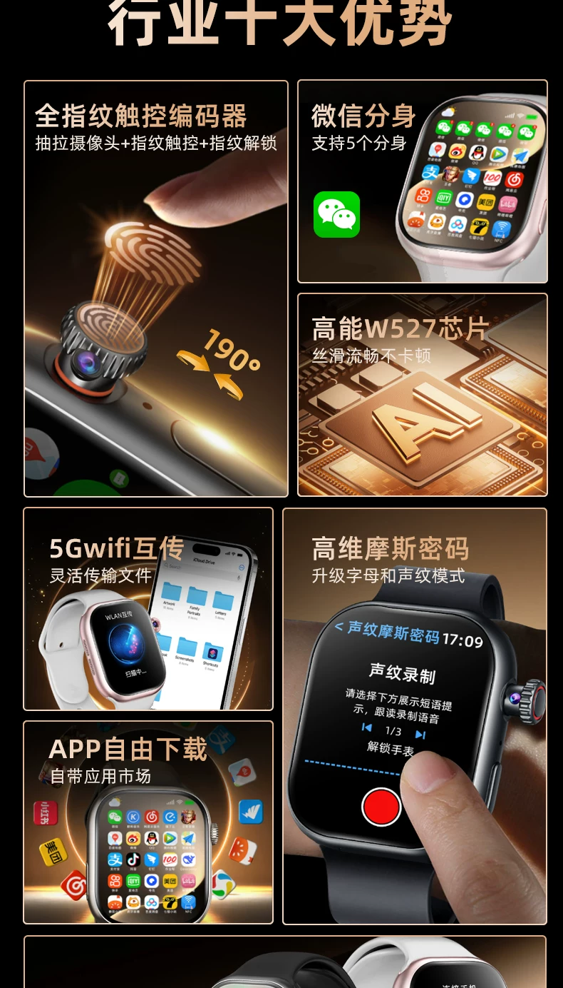 华强北S12max智能电话手表s11watch可插卡ultra蜂窝顶配W527指纹 9