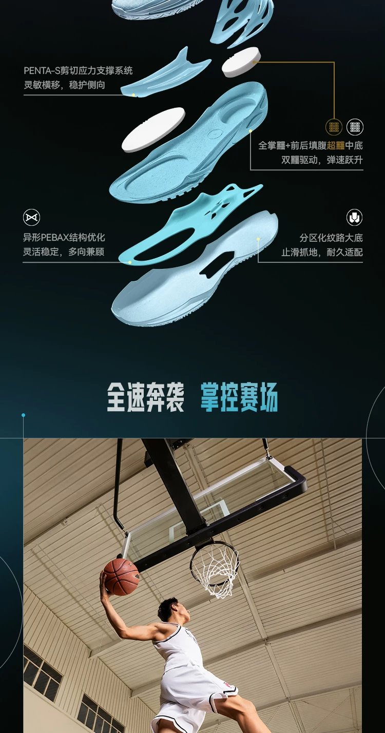 李宁利刃6V2 | 篮球鞋男款青少年专业实战缓震回弹耐磨防滑运动鞋 49