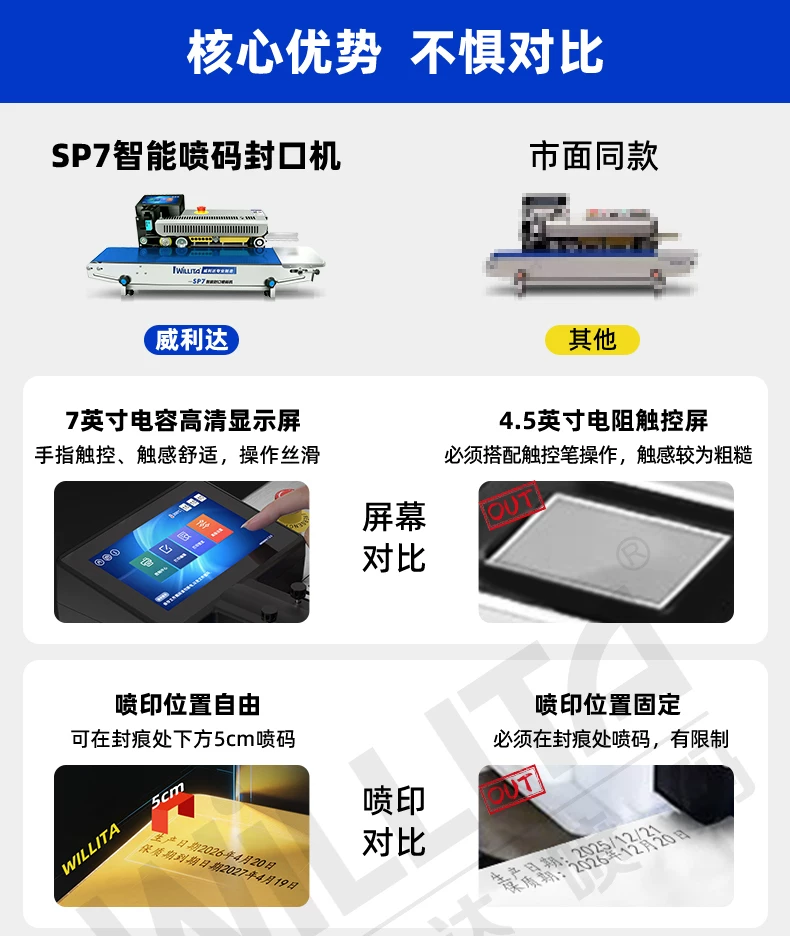 【喷码封口一体机】威利达SP7智能封口喷码机溯源追溯二维码商用茶叶种子食品袋到期日期生产日期喷码封口机 4