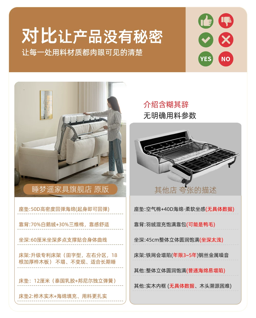 云清素履北欧可折叠沙发床两用科技布小户型客厅2026年折叠沙发床 11