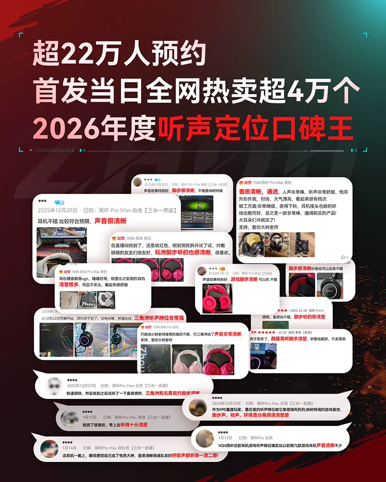 VGN周听Pro Max【林树同款】头戴式电竞游戏耳机无线蓝牙听声辨位 1