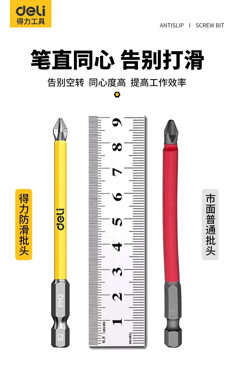 得力防滑十字强磁防滑批头高硬度手电钻钨钢电动螺丝刀工具套装 8