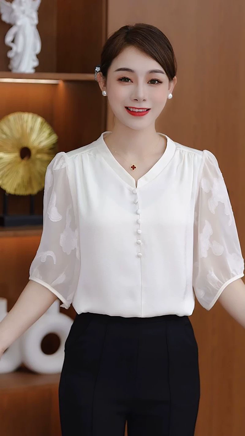 H 高级感夏季新款气质减龄洋气上衣轻奢风设计感百搭修身显瘦上衣 6