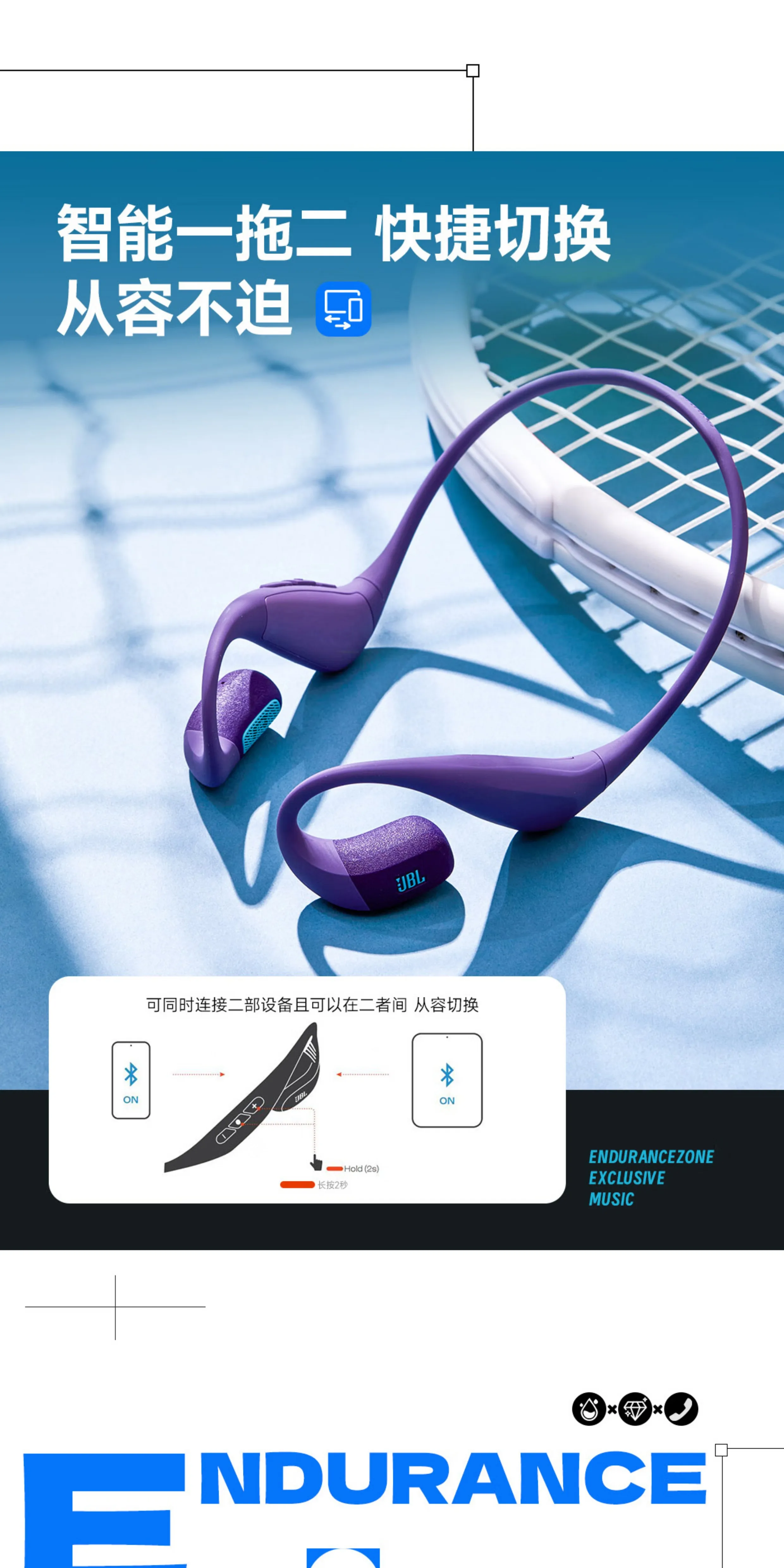JBL PACE无线蓝牙运动型跑步挂耳式水下专用游泳耳机防水专业新款 23