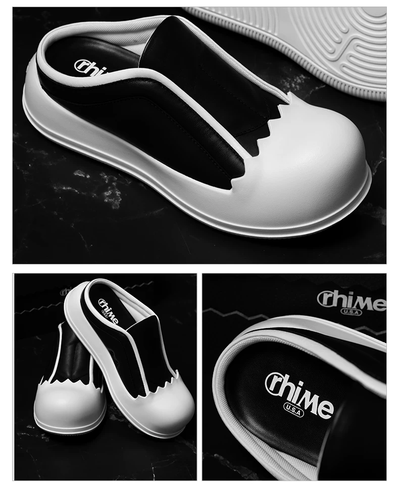 【官方正品】RHIME 蛋壳博肯鞋真皮增高男女同款半拖一脚蹬帆布鞋 16