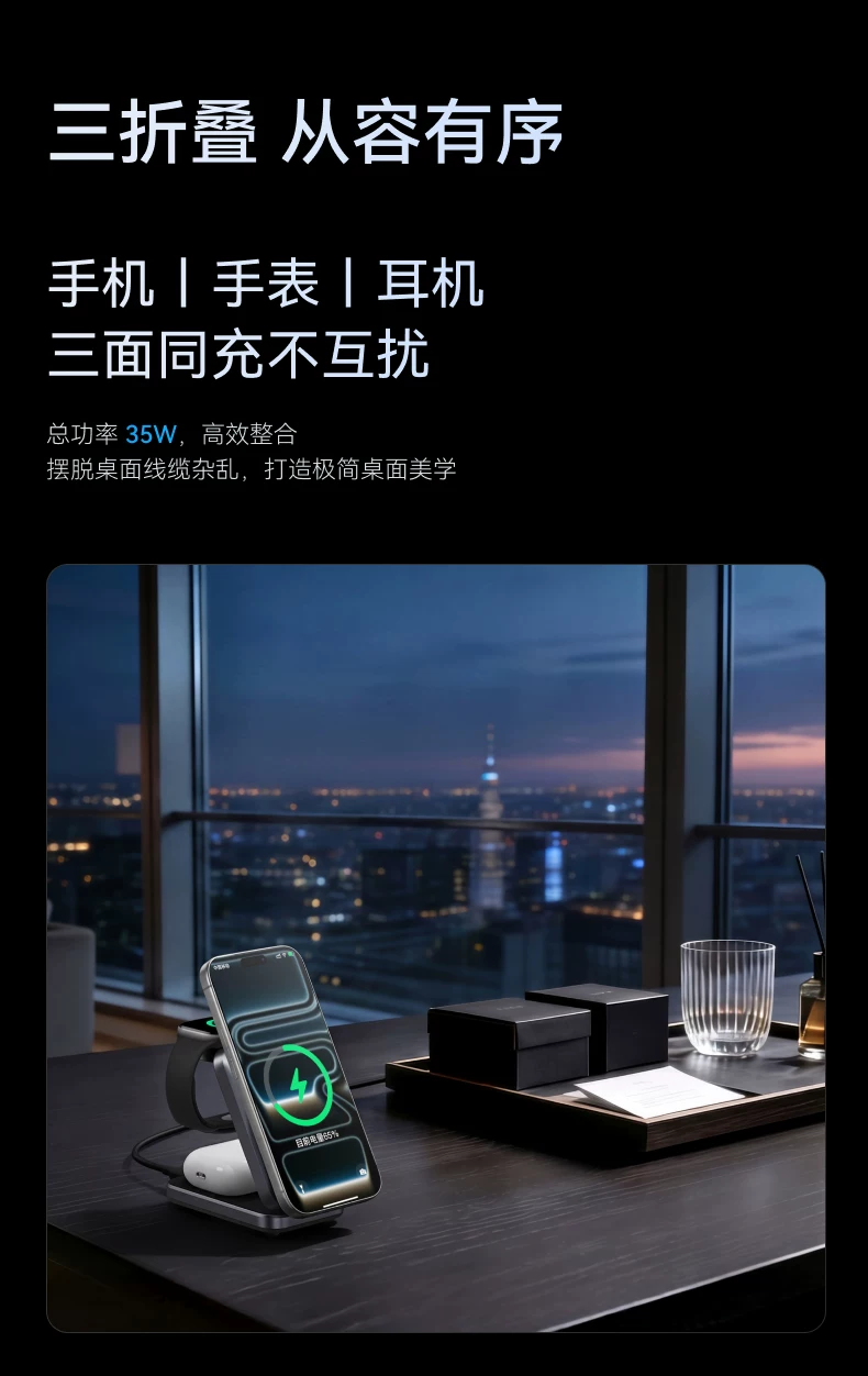 【旗舰新品】Anker Prime安克25W无线充三折叠风冷磁吸充电器快充苹果17 Apple Watch充电器三合一无线充底座 4