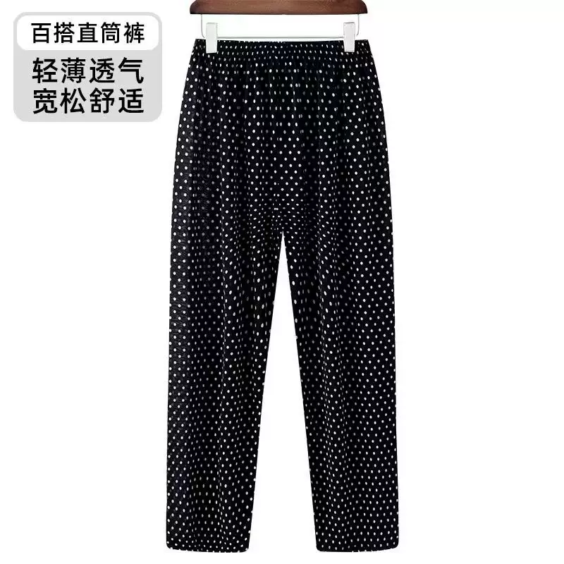 2026夏季新款舒适高腰女士阔腿裤冰丝印花宽松九分裤简约通勤 7