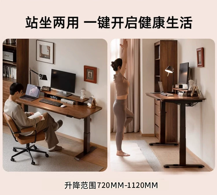 智能电动升降桌电脑桌家用学习桌书桌办公桌电竞桌子可升降工作台 7