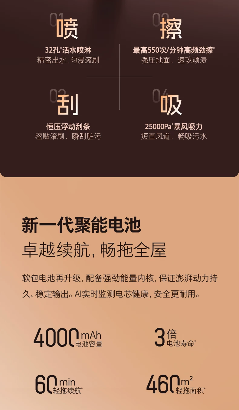 石头智能洗地机A30 Pro2.0全向助力0缠母婴级除菌防臭吸拖一体机 49