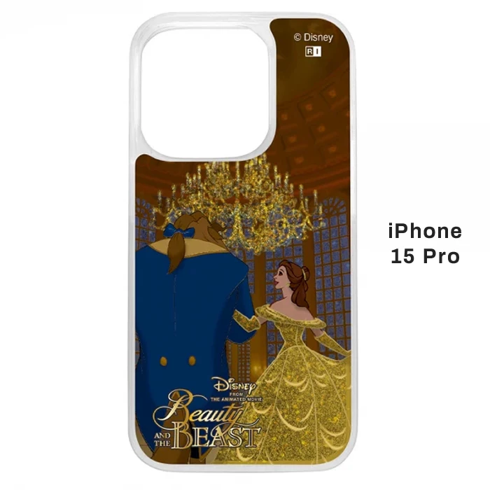 日本正版迪士尼美女与野兽联名 适用于苹果16/15/14/13 Pro流沙手机壳 Beauty and the Beast 贝儿 二人舞会 13