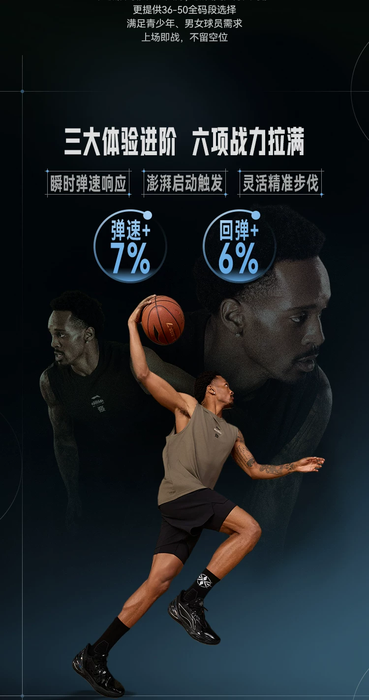 李宁利刃6V2 | 篮球鞋男款青少年专业实战缓震回弹耐磨防滑运动鞋 2