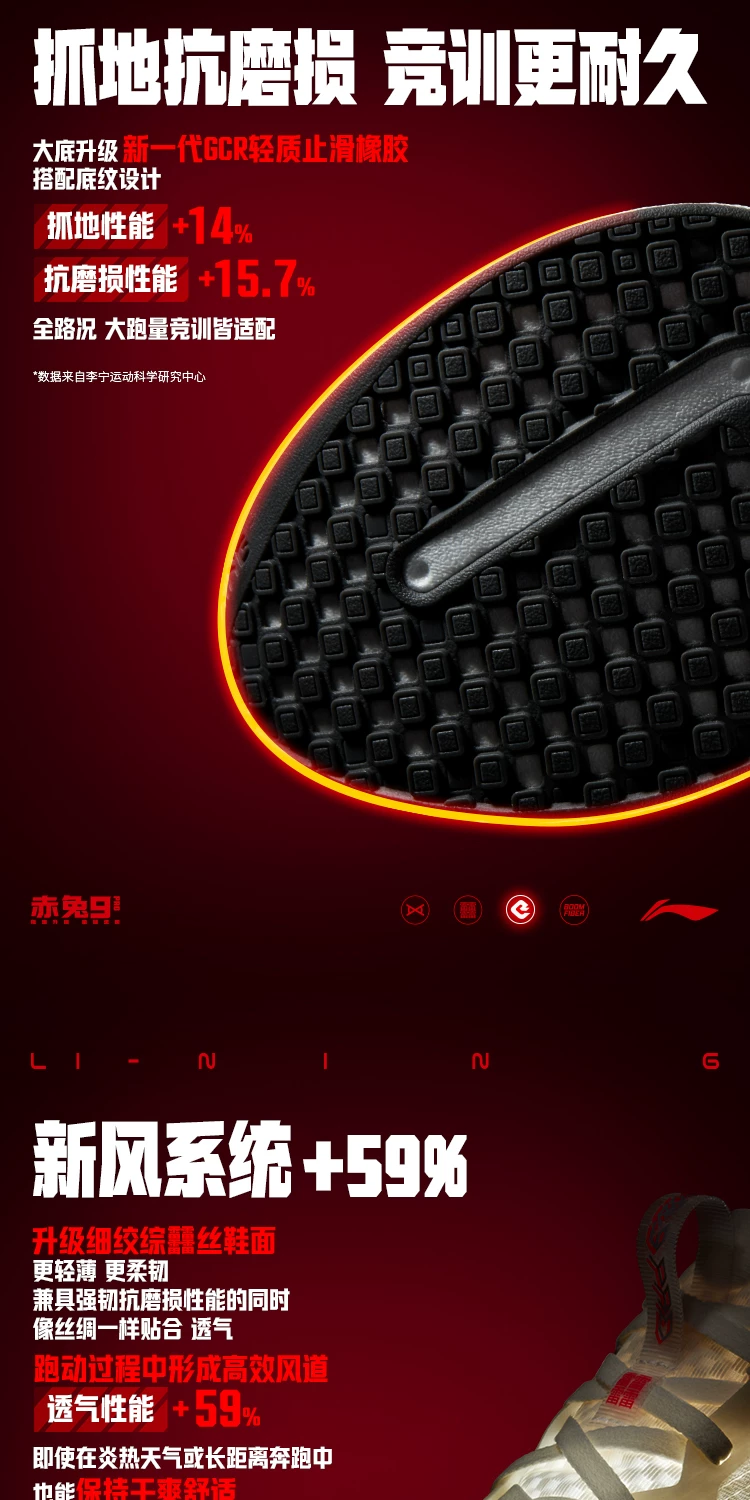 李宁赤兔9PRO | 跑步鞋男官方新款减震轻便无板竞速训练运动鞋子 6