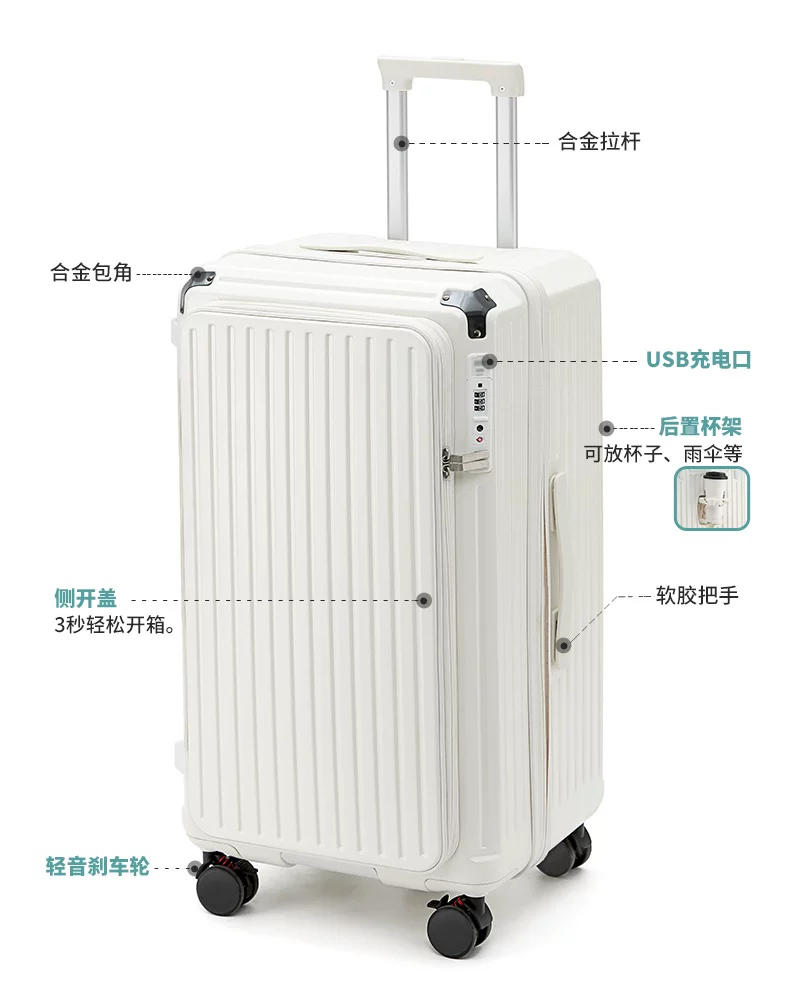 旅大侠侧开扩容行李箱防爆拉链箱女万向轮拉杆箱学生耐用旅行箱男 3