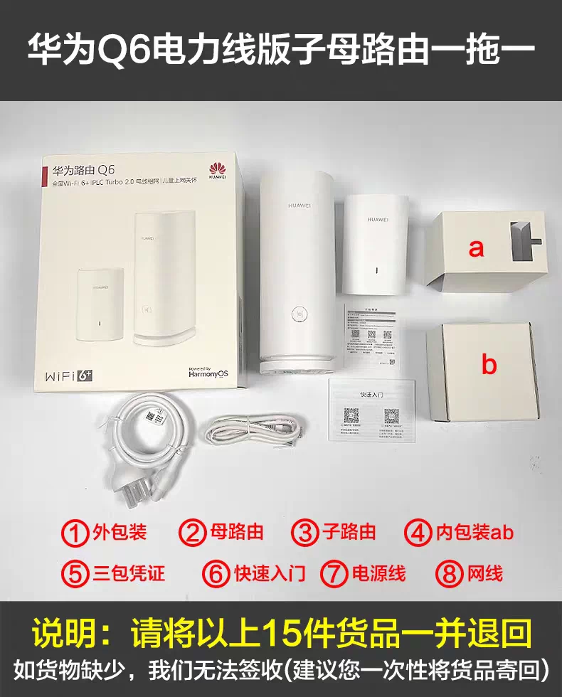华为Q6子母路由器千兆端口家用mesh分布式无线ap面板高速wifi大户型全覆盖一拖二三别墅电力猫h6Q2Pro 28