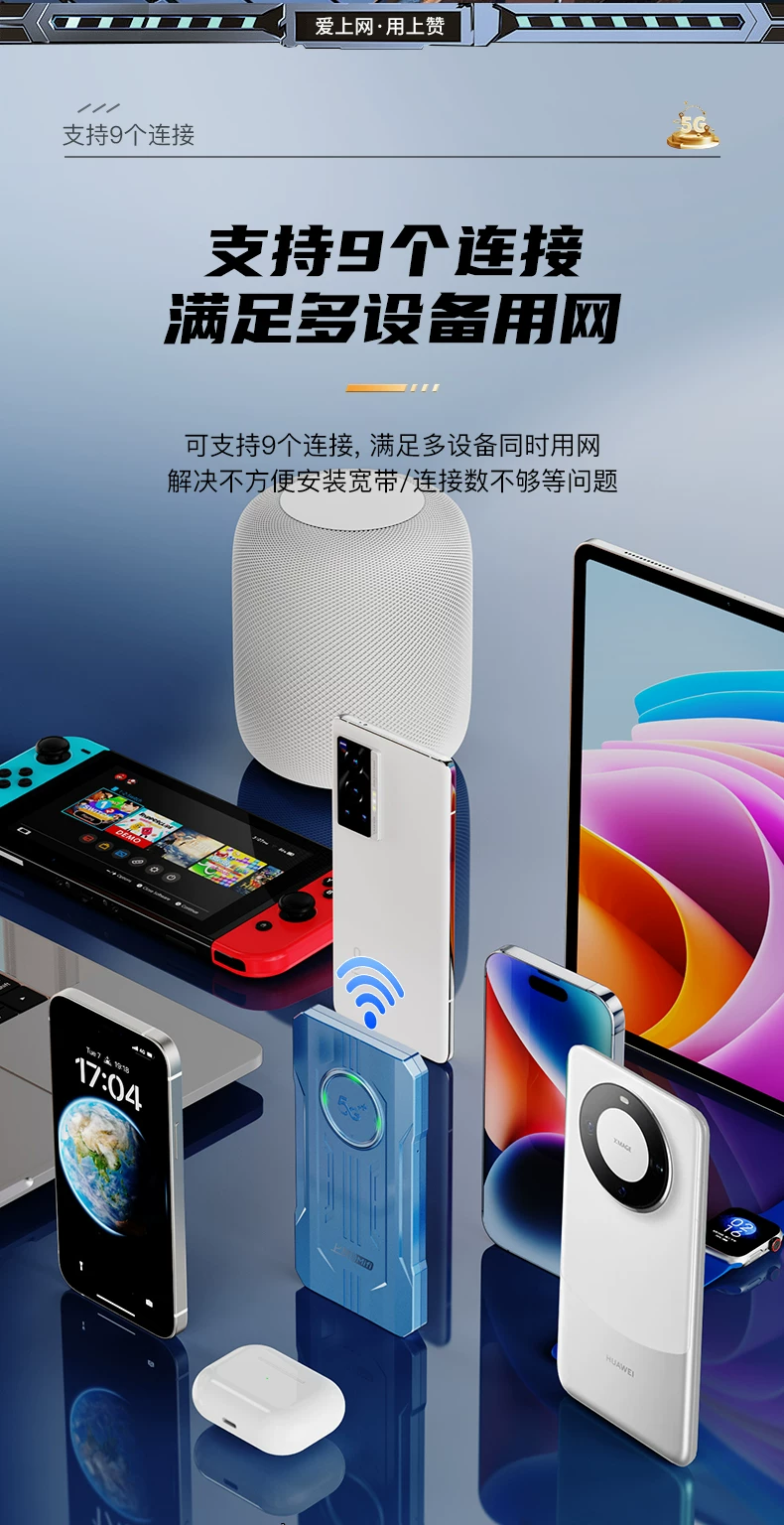 上赞SZ50Airturbo 5G无线移动随身WiFi新款移动电信双5G路由器无线网络全国通用车载新款随身WiFi 12