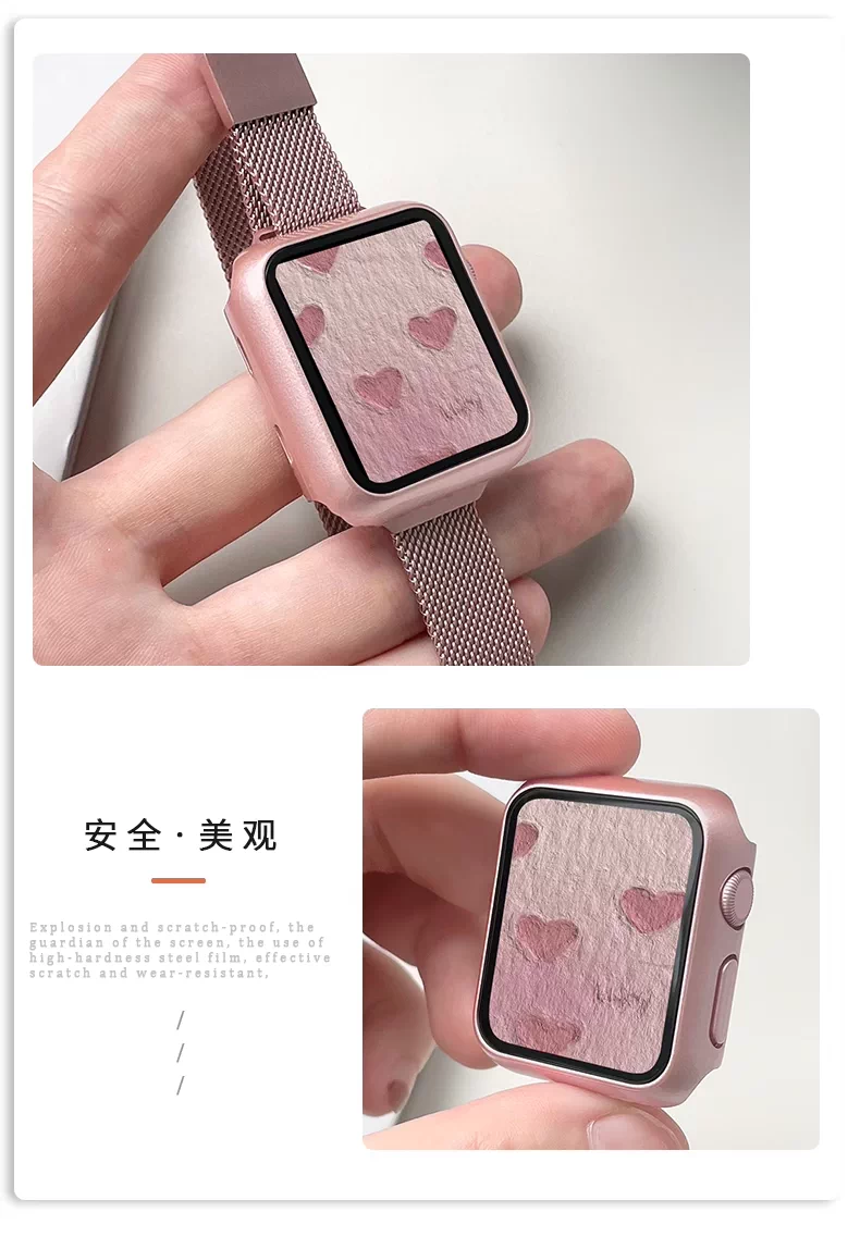 适用iWatchs10苹果手表s9钢化膜保护壳一体式全包保护套SE/7/6/5/ 26