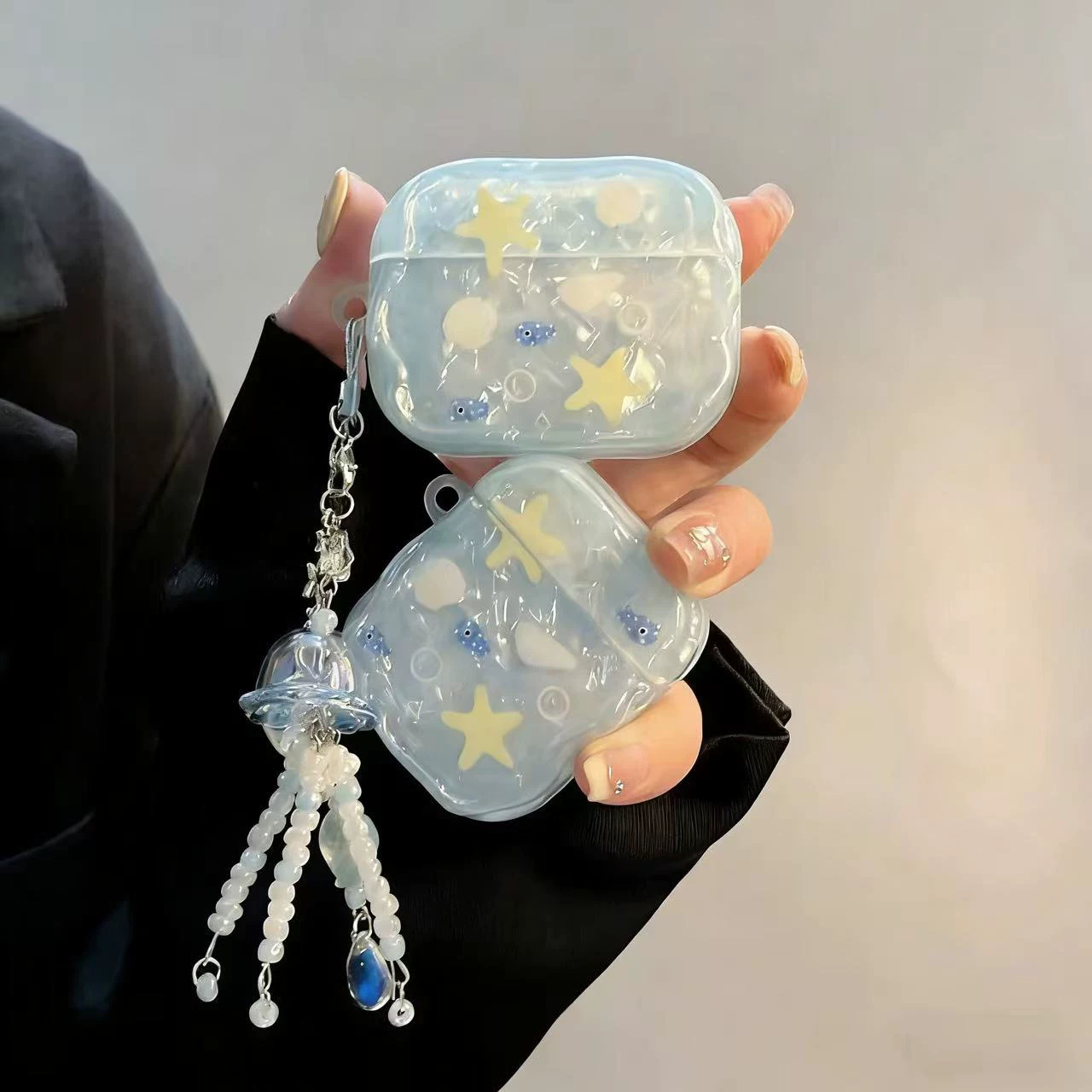 日本Eumeya夏日贝壳星星小鱼适用airpodspro3保护套苹果3代4代无线蓝牙耳机壳可爱airpods4挂绳简约保护壳 6
