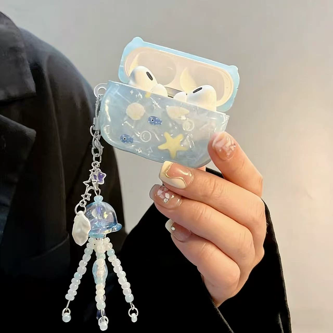 日本Eumeya夏日贝壳星星小鱼适用airpodspro3保护套苹果3代4代无线蓝牙耳机壳可爱airpods4挂绳简约保护壳 5