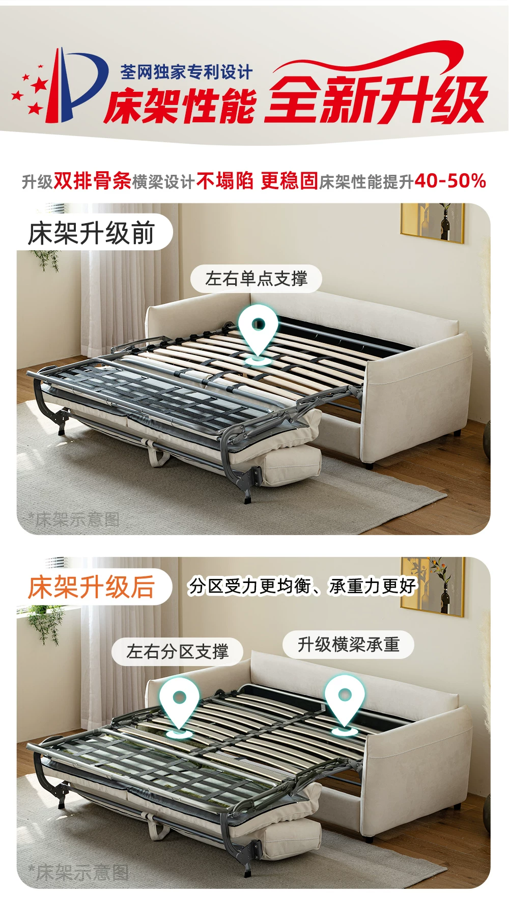 云清素履北欧可折叠沙发床两用科技布小户型客厅2026年折叠沙发床 13