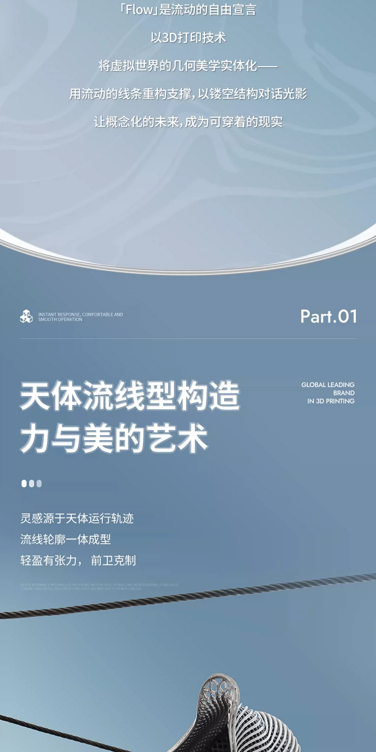 星世线元界Flow沙滩户外徒步老爹鞋休闲慢跑鞋线条通勤3d打印鞋4d 3