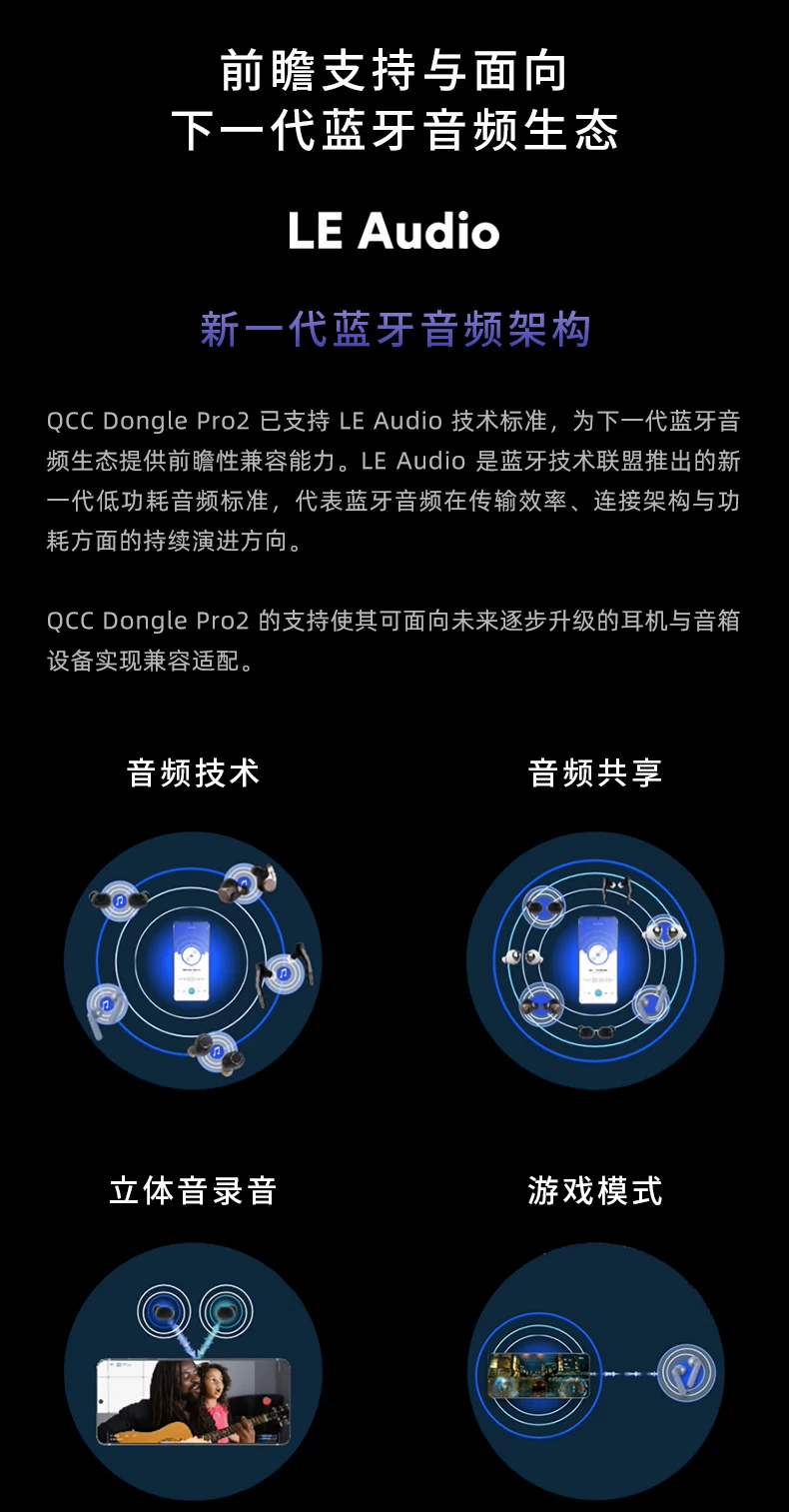 旷世之声 QCC Dongle Pro2无损LDAC蓝牙发射器HiFi无线蓝牙适配器 1