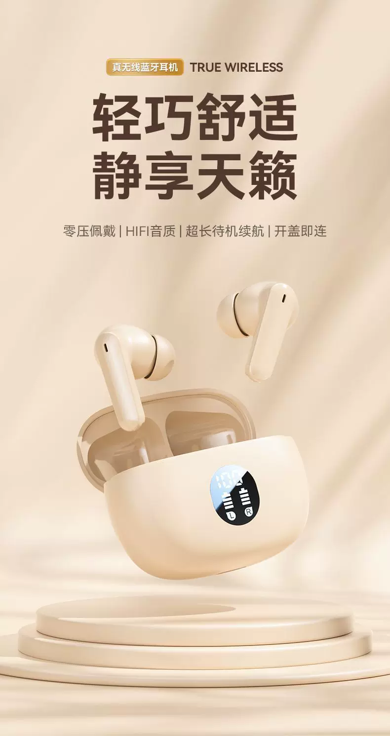 2025新半入耳式蓝牙耳机无线动降噪蓝牙耳机超长续航数显蓝牙耳机 1