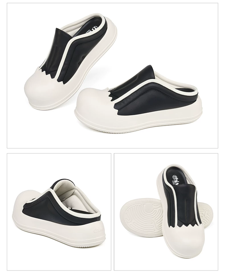 【官方正品】RHIME 蛋壳博肯鞋真皮增高男女同款半拖一脚蹬帆布鞋 14