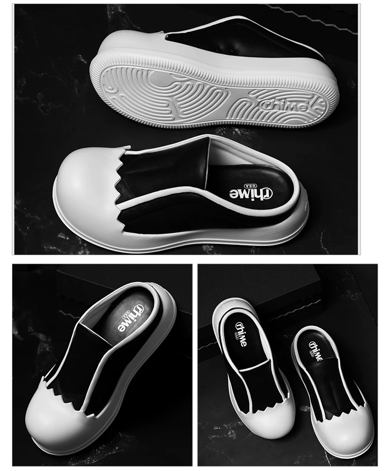 【官方正品】RHIME 蛋壳博肯鞋真皮增高男女同款半拖一脚蹬帆布鞋 15
